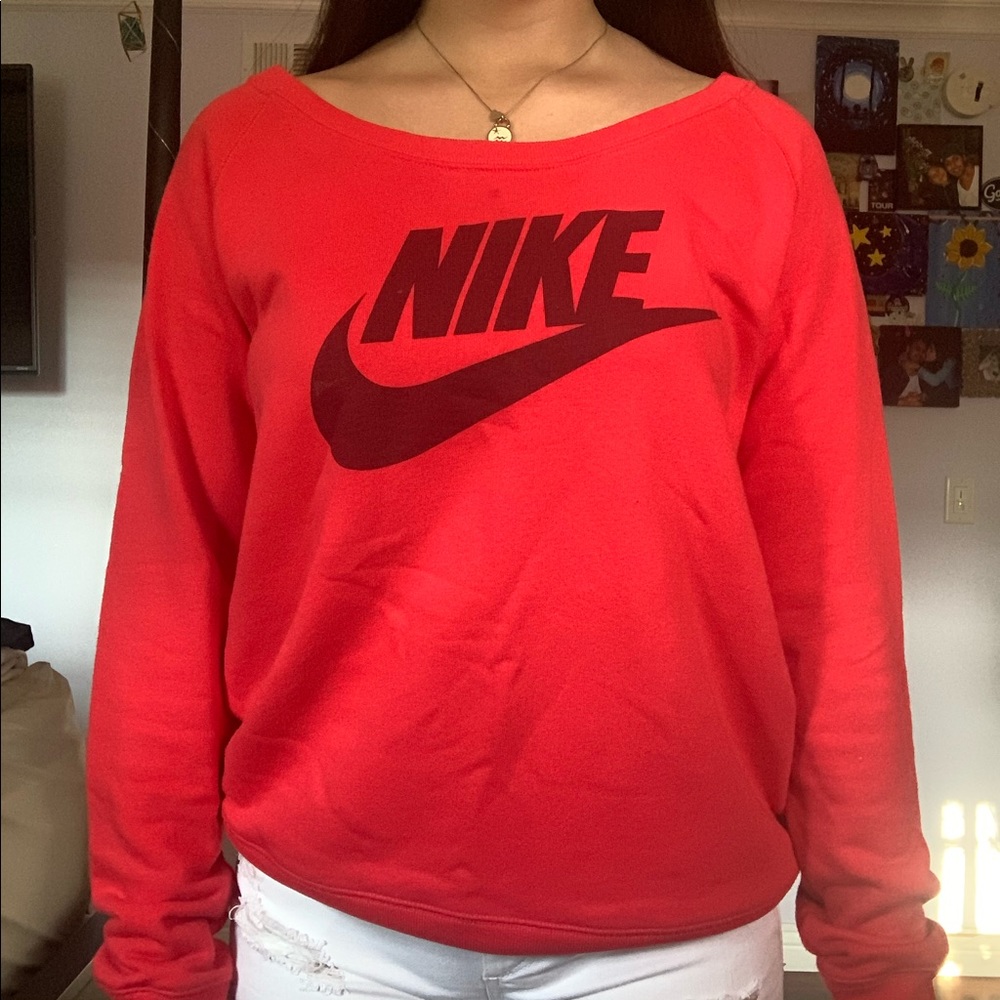 Red Nike Wide Crew Neck Sweater❗️